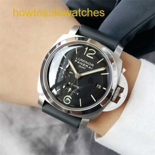Wrist Unisex Wrist Watch Panerai Mens Luminor Series Automatic Machinery PAM00233 Calendrier Double Zone de temps 44mm Swiss Luxury Watch