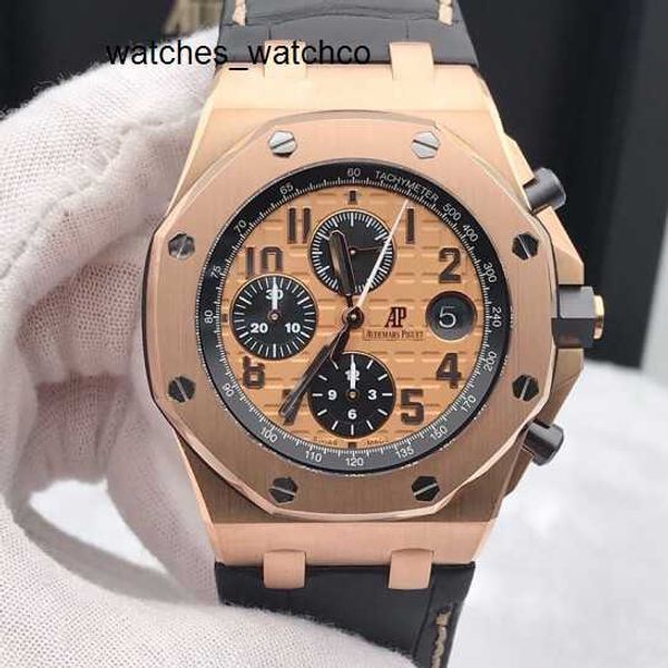 Reloj de pulsera unisex Reloj suizo Reloj de pulsera AP Serie Royal Oak Offshore Acero de precisión Oro rosa de 18 quilates Maquinaria automática 42 mm Indicación de fecha Función de sincronización Reloj para hombre