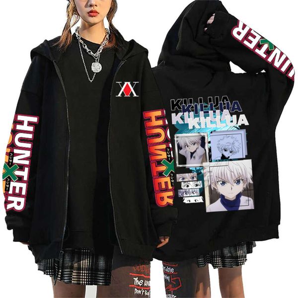 Unisexe X Hunter Hoodies Killua Zoldyck Gon Freecss Zip Up Mounds Streetwear Streetwear HARUKU Y2K Veste à fermeture éclair