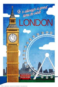 Verenigd Koninkrijk London Travel Poster Painting Home Decor Interramed of Unframed Photopaper Material