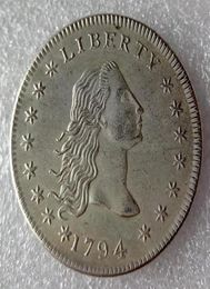États-Unis Coins 1794 Fluent Hair Brass Silver plaqué Dollar Smooth Edge Copy COIN2694357