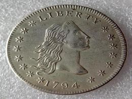 États-Unis Coins 1794 Fluent Hair Brass Silver plaqué Dollar Smooth Edge Copie COIN1406118