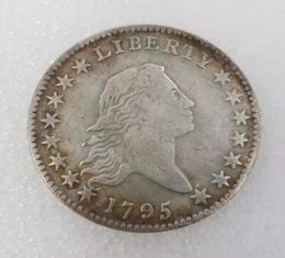 Pièces de monnaie des états-unis, cheveux fluides, en laiton plaqué argent, Dollar à bord lisse, copie, 1795, pièce de monnaie6608649