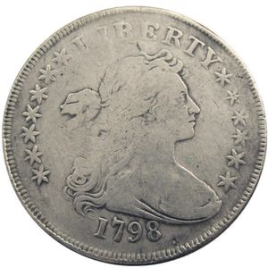 Pièces de monnaie des états-unis, buste drapé, en laiton plaqué argent, Dollar, bord de lettre, copie, pièce de monnaie 332h, 1798