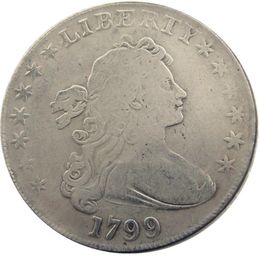 Pièces de monnaie des états-unis, buste drapé, en laiton plaqué argent, Dollar, bord de lettre, copie, pièce de monnaie 1799, 214l