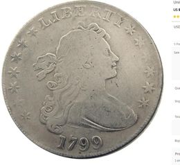Pièces de monnaie des États-Unis 1799 buste drapé en laiton plaqué argent dollar lettre bord copie pièce