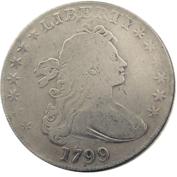 Monedas de Estados Unidos 1799 busto drapeado latón plateado dólar letra borde copia Coin214l