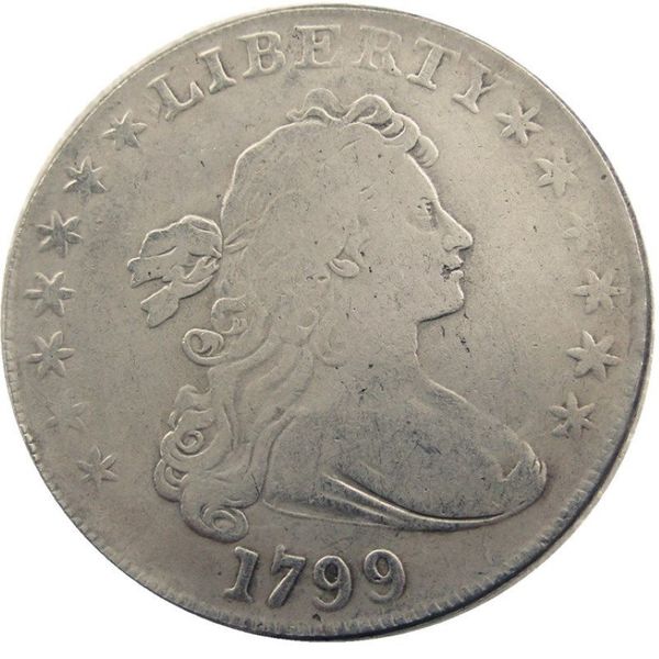 Monedas de Estados Unidos 1799 busto drapeado latón plateado dólar letra borde copia Coin307U