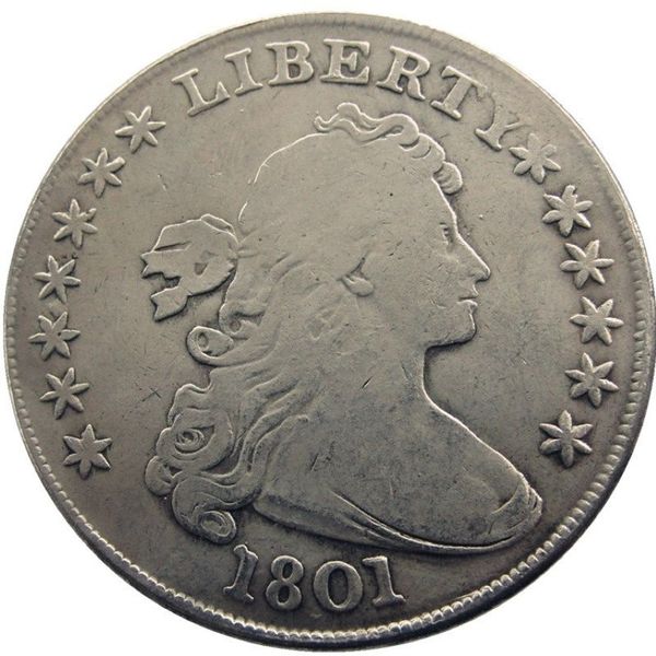 Monedas de los Estados Unidos 1801 Busto drapeado latón plateado chapado en dólar carta de borde coin263j