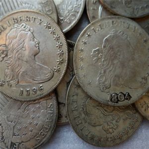 Busto drapeado de Estados Unidos, 11 Uds., monedas 1794-1804, copia Archaize, monedas estadounidenses de aspecto antiguo, artesanías de latón, monedas enteras S200O