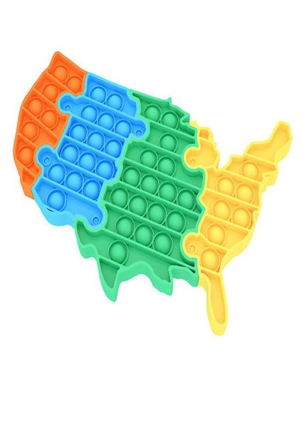 Mapa de Estados Unidos Rompecabezas Mapa de EE. UU. Forma Burbuja Pers Board Push Per Toys Sensory Silicone Poo Su Dedo Divertido Juego Stress Balls G57XHB62552818