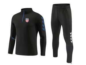 Survêtements de l'équipe nationale de football des États-Unis pour hommes en plein air d'entraînement de haute qualité pour adultes à moitié zippé respirant costumes de sport légers version fans