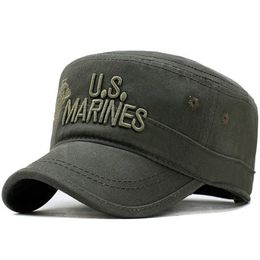 Verenigde Staten US Marines Corps Cap Hat Camouflage Flat Top Hat Men Cotton Hhat USA Nav SQCKXW Whole2019290y