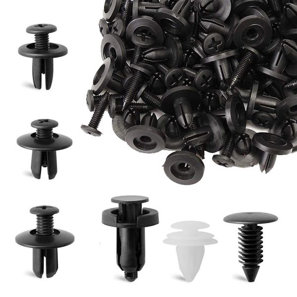 Universal 100pcs Mixed Vehicle Specialty Tools Auto Fastener Clip Car Body Push Retainer Pin Rivet Bumper Door Trim Panel Retainer Fastener Kit Car Accessories