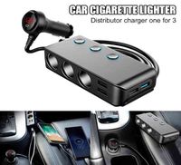 Universal 12V 24V 4 voies Cigarette Light Multi-socket Auto Charger Car Adaptateur Double USB Black ABS Parts Splitter Interior A5A7 H2