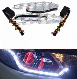 Universal 16d voiture flexible blanc jaune jaune strip light light for phalight double couleur drl tourn signal zz