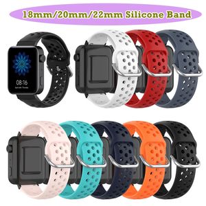 Bracelet en silicone universel respirant avec trous d'air 18 mm 20 mm 22 mm pour Samsung Galaxy 42 mm 46 mm Active2 Gear S2 S3 Bracelet Huawei Watch GT2 Garmin