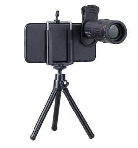 Universal 18x Telescope Aumento Zoom Monoculares de teléfono móvil Lente de cámara Telepo con trípode clip para iPhone para Samsung Xiao33388022