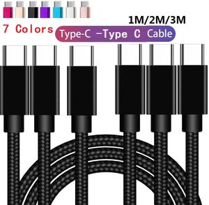 Universal 1M 2M 3M ALLIAGE TASH TRAIDÉ TYPE C TO TYPE C Câbles de câble USB C pour Samsung S20 S22 S23 S24 Xiaomi HTC LG et téléphone Téléphone 15 Pro Plus