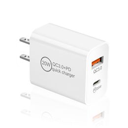 Puertos de doble cargadores de Universal 2.4A Tipo C USB-C PD EU EE. UU. Adaptadores de potencia de cargador de pared para iPhone 14 más x xs max 11 12 13 Pro Samsung Tablet PC Android Teléfono