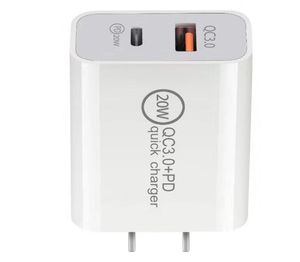 Universal 2.4A Chargers Dual Ports Type C USB-C PD EU US Wall Charger Power Adapters voor iPhone 14 Plus X XS Max 11 12 13 Pro Samsung Tablet PC Android Telefoon