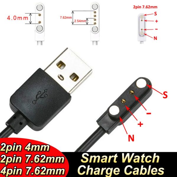 Universal 2 broches / 4pin Strong Magretic Watch Câble de charge USB Ligne de charge Cordon Cordon compatible avec les accessoires de montres intelligentes