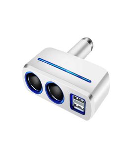 Universal 2 manieren auto auto sigarettenaansteker Socket Socket Splitter Power Adapter 21A 10A 80W Dual USB autolader met LED Light117163