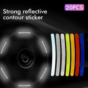 Universal 20 -stcs auto wiel banden hub reflecterende sticker reflecterende strepen tape voor auto motorfietswiel reflecterende strips
