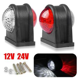 Universal 2pcs Auto Ronde LED Polijsten koplampen zijmarkering Licht Super heldere wit/rood licht dubbelzijdig draai signaal voor vrachtwagenaanhangwagen