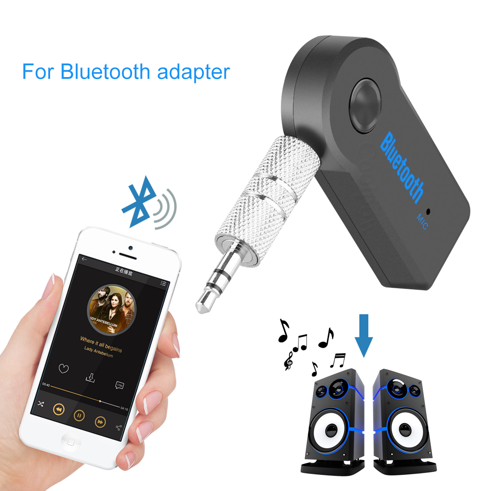 Universal 3.5mm Bluetooth Car Kit A2DP Wireless AUX Audio Music Receiver Adapter Handsfree med MIC för telefon MP3 Retail Box
