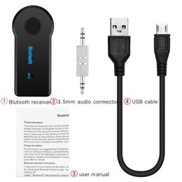 Récepteur de musique Audio Bluetooth universel en Streaming 3.5mm, Kit de voiture stéréo BT 3.0, adaptateur Portable Auto AUX A2DP pour téléphone mains libres MP3