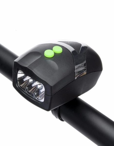 Universal 3 LED Luz de bicicleta Bicicleta Luz de bicicleta Luz delantera blanca Lámpara de ciclismo Campana electrónica Cuerno Sirena T1911165950835