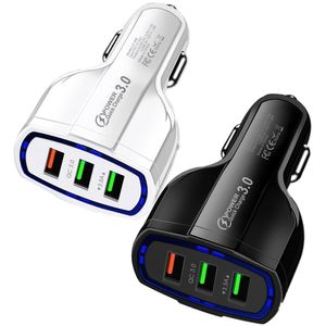 Universele 3 USB-poorten 3.1A autolader voertuig USB autoladers voedingsadapters voor IPhone 13 14 15 pro Samsung Galaxy S22 S23 Note 20 htc lg android telefoon pc