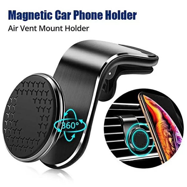 Soporte magnético giratorio universal de 360 grados Soporte para teléfono de navegación 7glifos para salida de aire de iPhone Soporte magnético para tablero de instrumentos