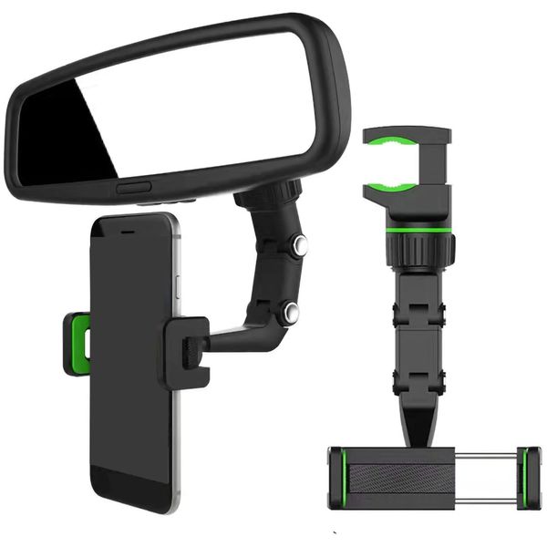 Soporte universal para teléfono con espejo retrovisor de coche de 360°, soporte multifuncional giratorio de 360 grados para espejo retrovisor de coche, soporte de suspensión para teléfonos inteligentes, soporte GPS