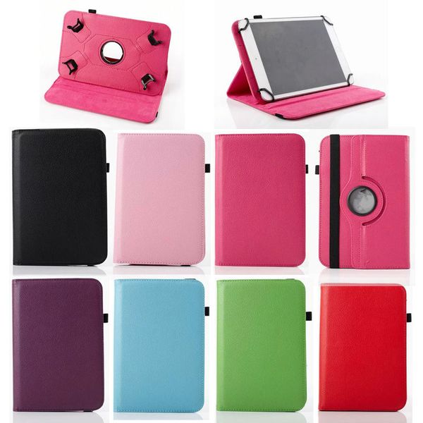 Universal 360 Rotación Flip PU Funda de cuero con soporte para 7 pulgadas 8 pulgadas 10 pulgadas Tablet ipad Samsung Tablet