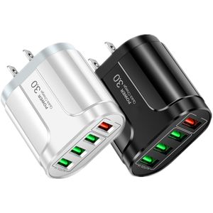 Universal 4Usb Ports QC3.0 Charge rapide USB Chargeur mural EU US UK AC Adaptateurs d'alimentation de voyage à domicile 18W pour IPhone 12 13 14 15 Samsung HTC LG