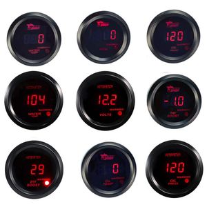 Universele 52mm Boost Gauge Water Temp Olie Temp Olie Druk Spanning Toerenteller Gauge Digitale Rode led Zwart Case2480