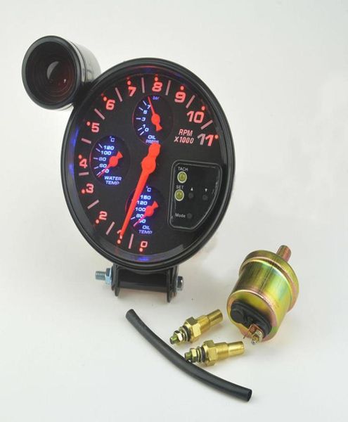 Universeller 5 Zoll schwarzer 4-in-1-Drehzahlmesser mit Schaltlicht, Wasser-Tempoil-Tempoil-Drucktachometer7185545