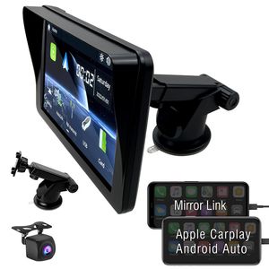 Universele 7 inch Auto Video Draadloze Carplay Kaart Navigator Android Auto IPS Scherm Draagbare Display Navigatie Omkeren Video Spiegel Link Radio