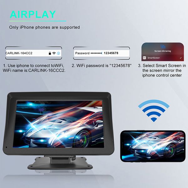 Autoradio universel 7 pouces lecteur vidéo multimédia sans fil Carplay et écran tactile automatique Android sans fil pour voiture Nissan Toyota