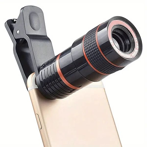 Télescope de téléphone optique universel à zoom 8X, objectif de caméra de téléobjectif de téléphone portable portable pour jumelles de télescope astronomique de smartphone, monoculaire