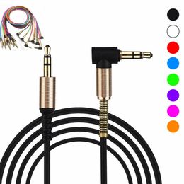 Cables de audio auxiliares universales de 90 grados y 3,5mm, Cable AUX delgado y suave para altavoces de iphone, auriculares, Mp3, 4 PC, estéreos de coche para el hogar