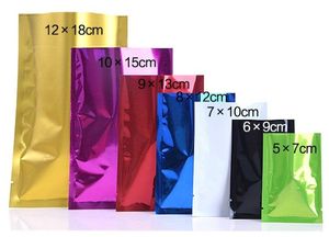 Bolsa de papel de aluminio universal 8 tamaños de color Cremallera inferior plana chapada en aluminio Bolsa con cremallera Bolsa sellada de metal Envasado de alimentos para té Impresión personalizada