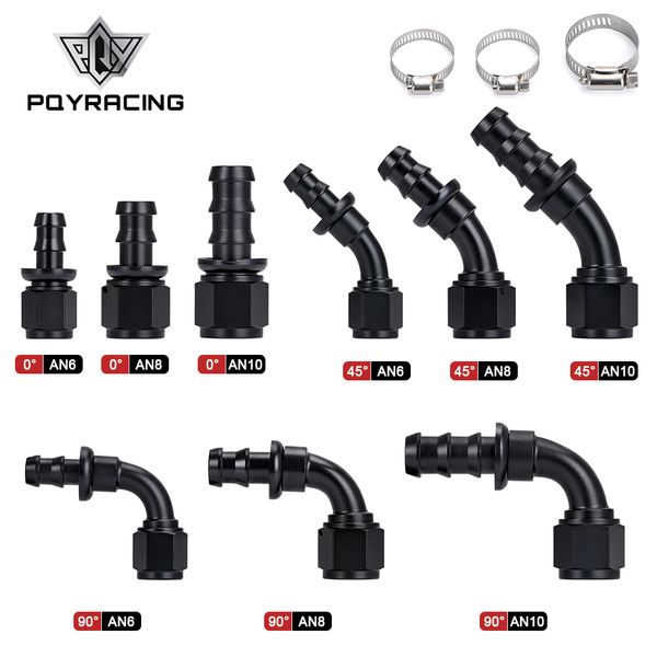 Universal AN6 AN8 AN10 Raccords d'extrémité de tuyau enfichables Raccord de tuyau de refroidisseur d'huile de carburant 0 45 90 Adaptateur de connexion réutilisable à 180 degrés PQY-SL2000