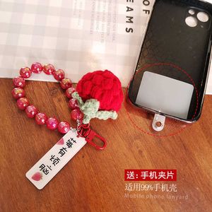 Universele anti-verlies riem korte ketting aardbei hand kralen hanger persimmon hanger polsband mobiele lanyard