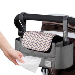 Universal Baby Stroller Organizer Sac à couches extensible avec bandoulière, porte-gobelet, poche à glissière Poussette Accessoires Voyage 211025