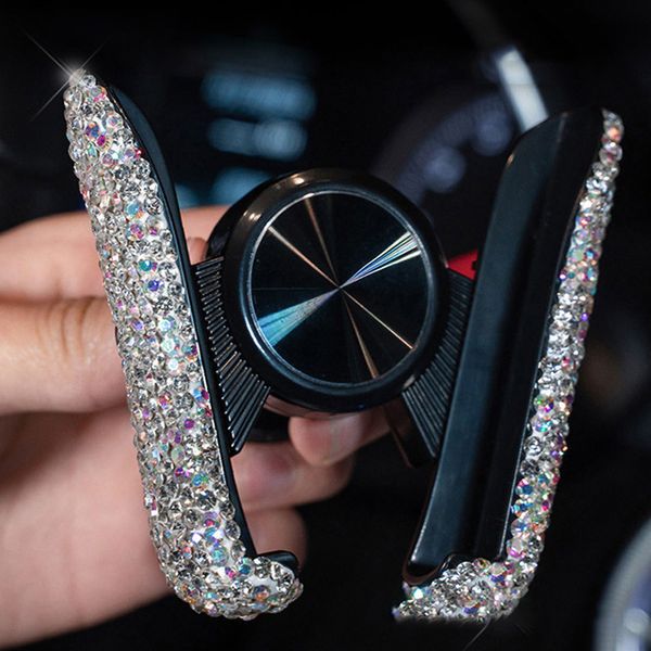 Universal Beautiful Bling Glitter Car Mount Automatic Gravity Mobile Stand Phone Holder pour les femmes