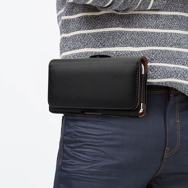 Étuis universels à clip de ceinture en cuir pour sac de taille pour téléphone portable de 3,5 à 6,3 pouces iPhone 13 12 11 XR XS Max Samsung Note 20 S20 Huawei LG Xiaomi