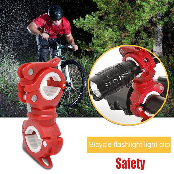 Clip Universal para linterna de bicicleta, rotación de 360 grados, para manillar de bicicleta de montaña o carretera, Clip para antorcha, soporte para lámpara de bicicleta